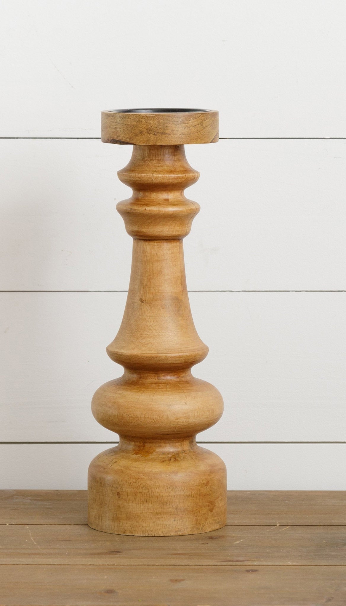 Turned Wood Candle Holder (L)