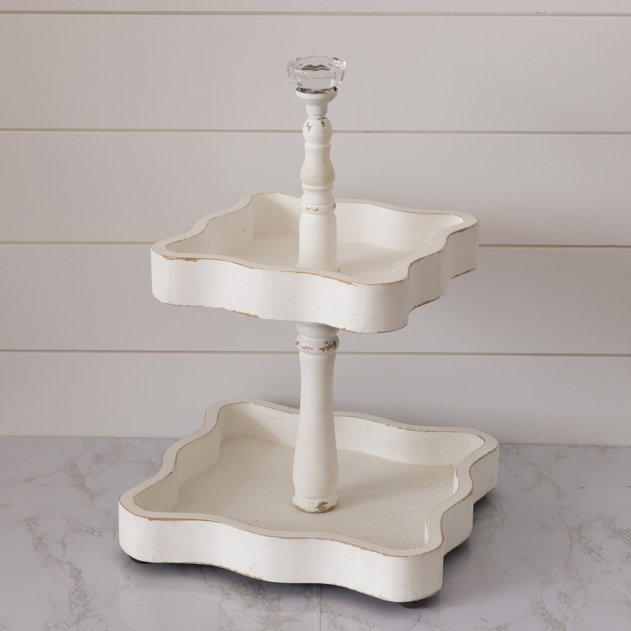 Chippy White Tiered Tray