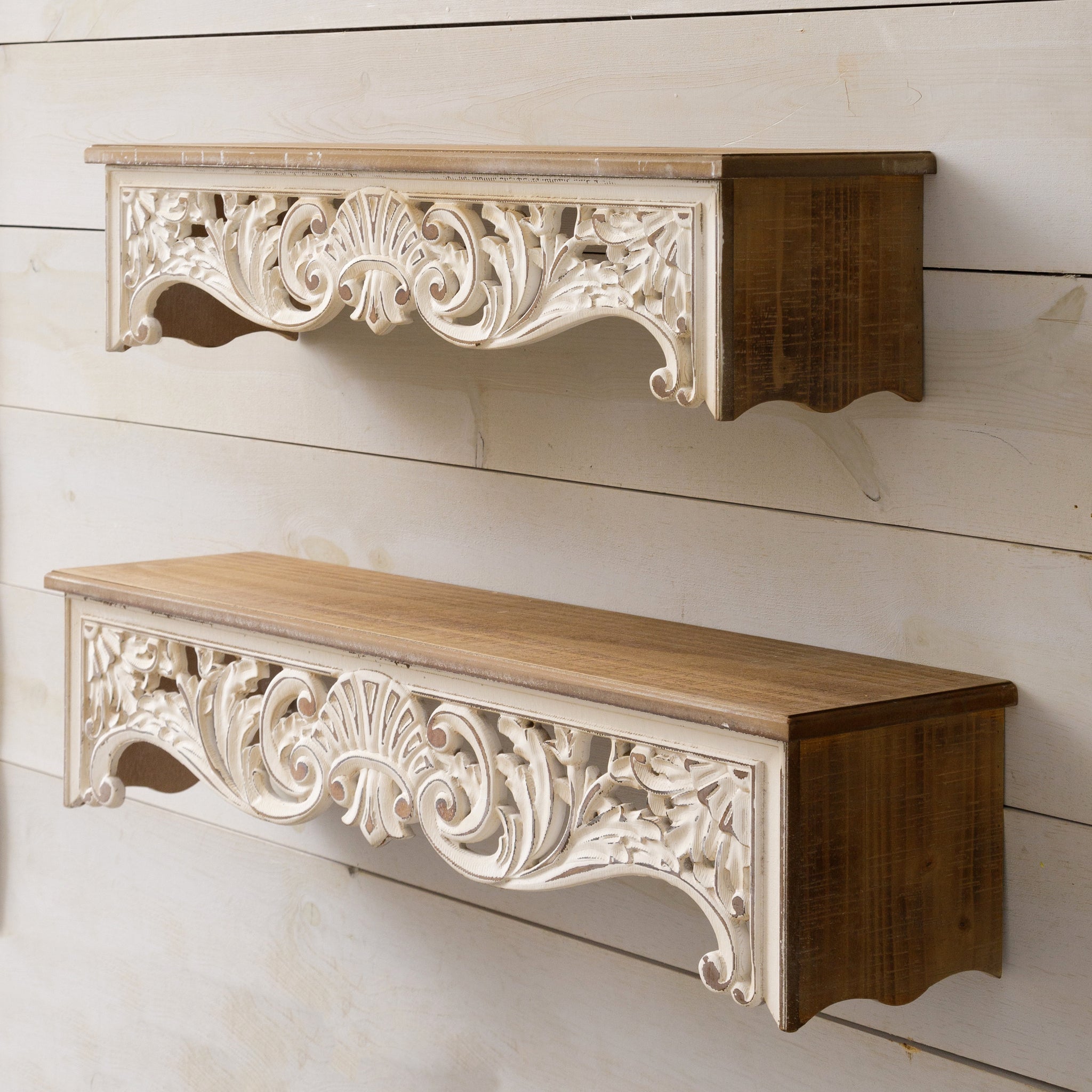 Distressed Cream Shelves (S/2)
