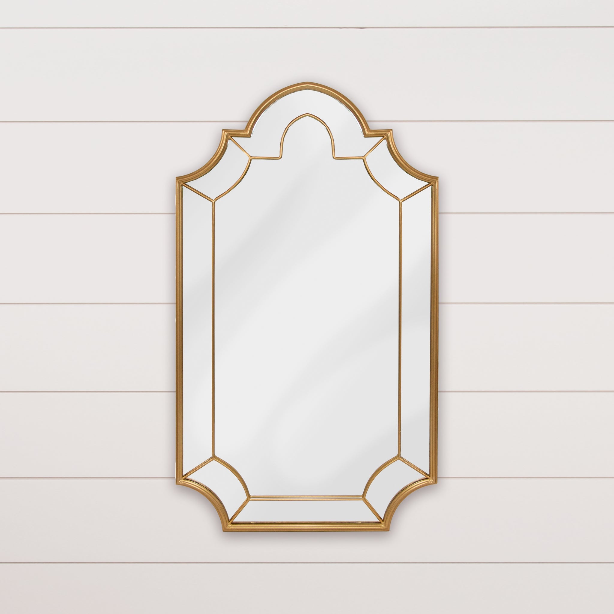 Arched, Elegant Antiqued Gold Leaf Mirror