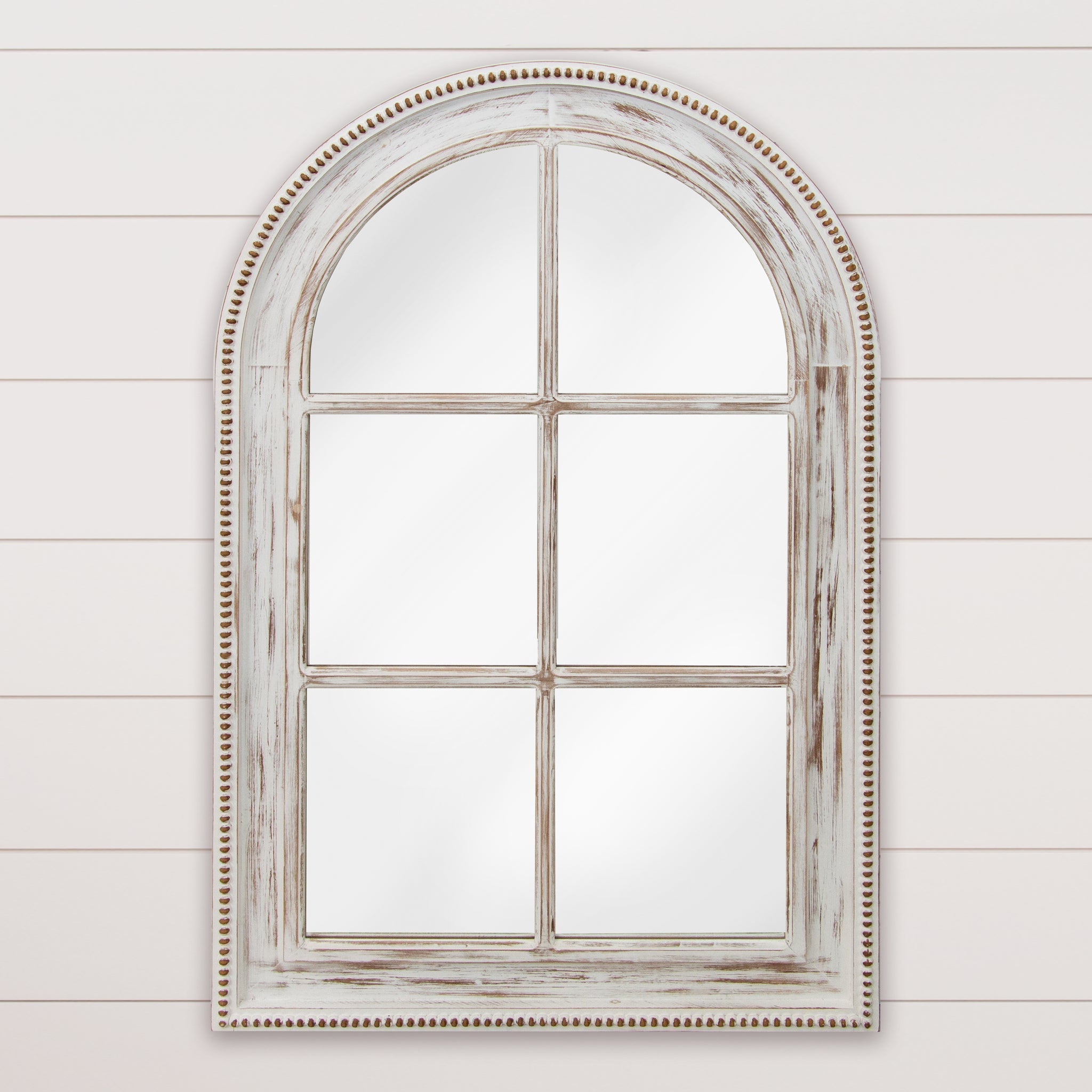 Arched Window With Beaded Edge Oversized Mirror