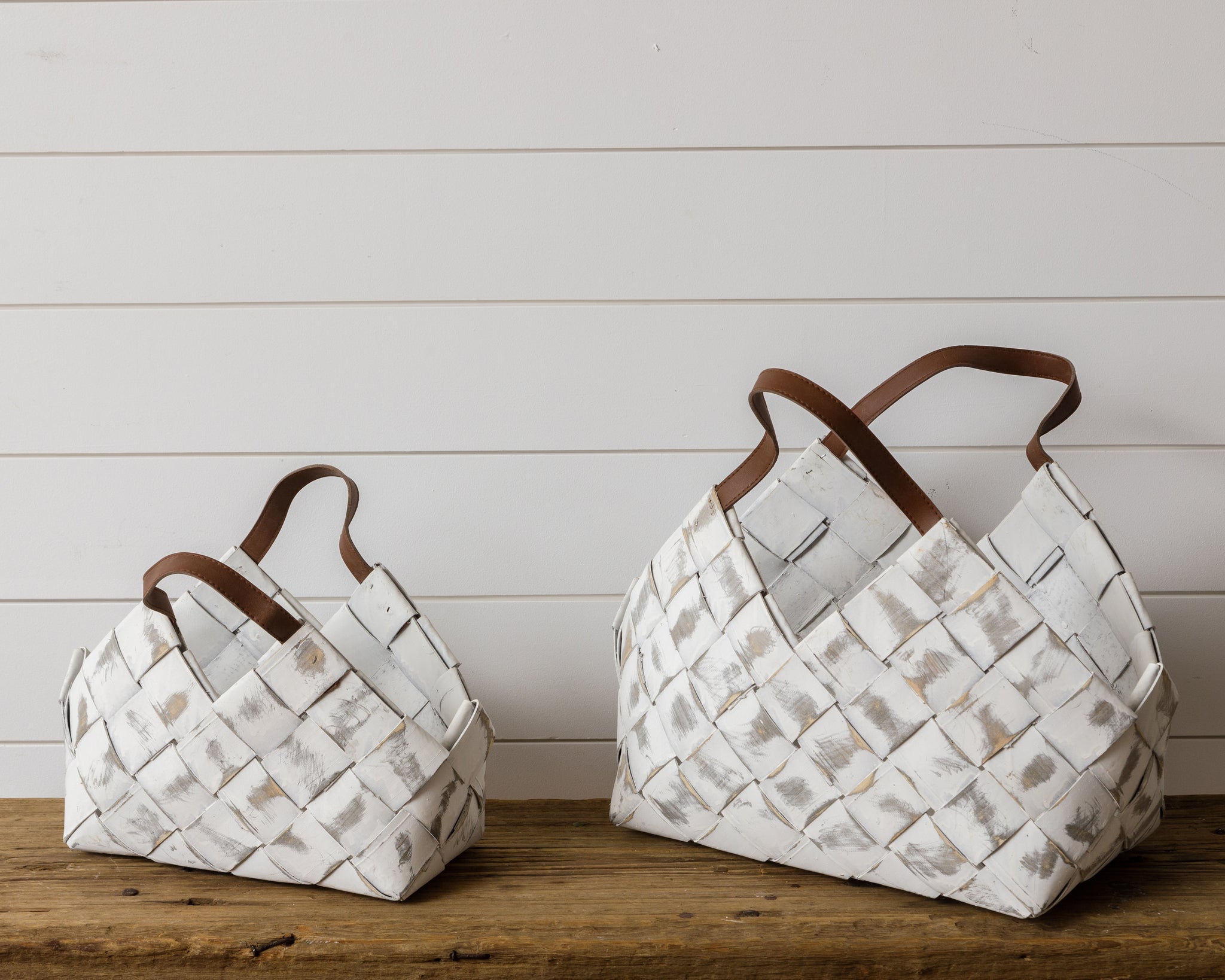 Whitewashed Chipwood Baskets (S/2)