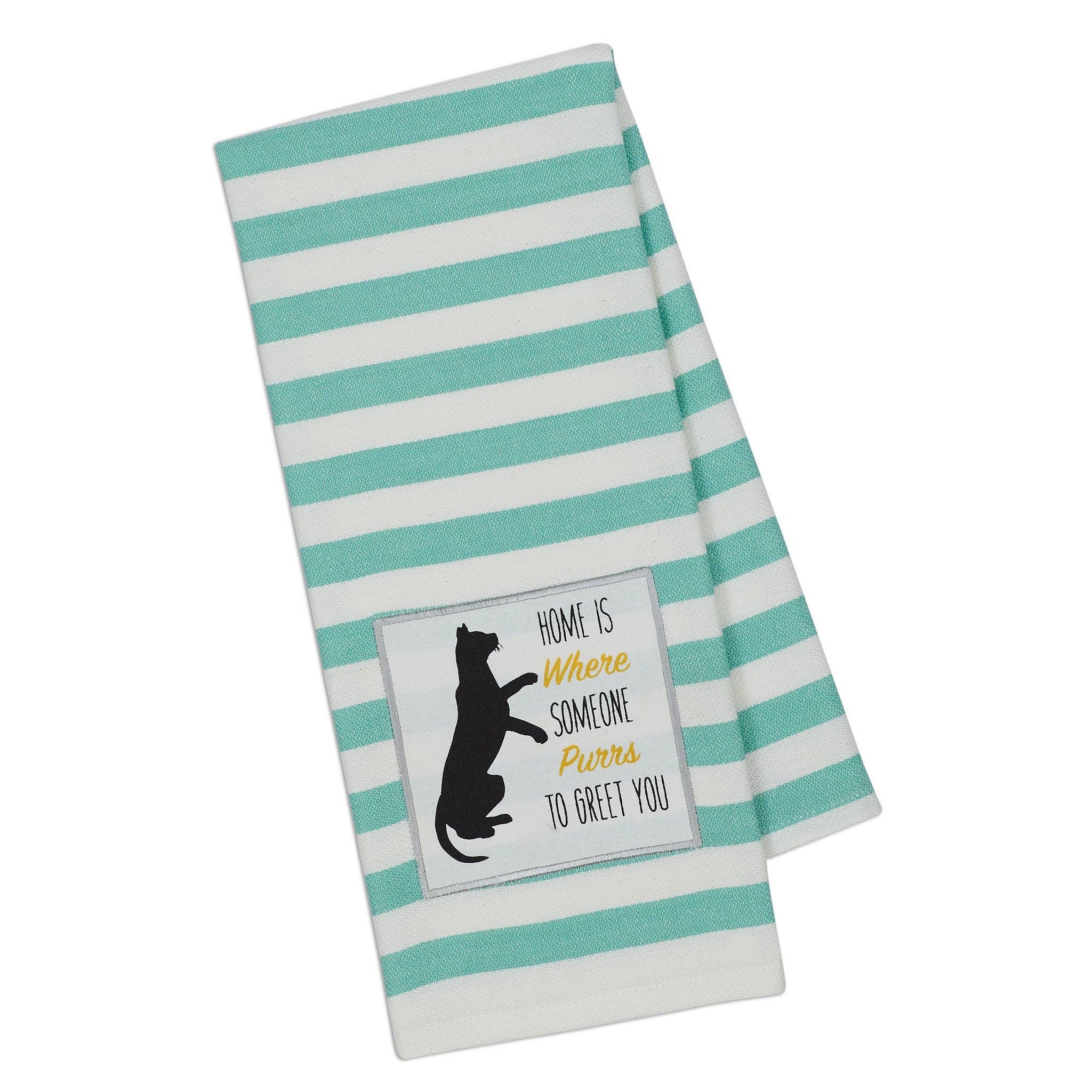 Cat Purrs Embellished Dishtowel