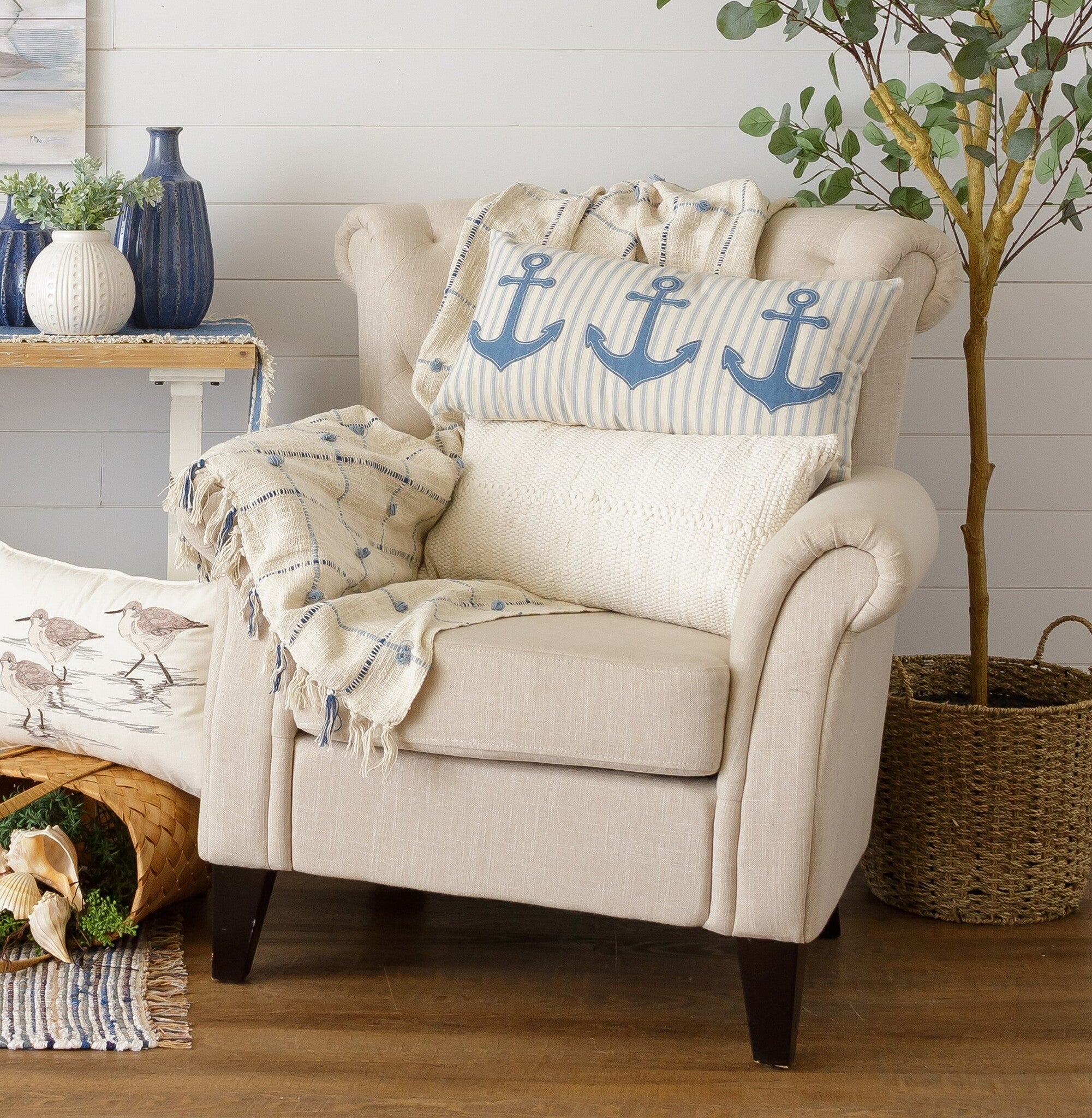 Blue Anchors Lumbar Pillow