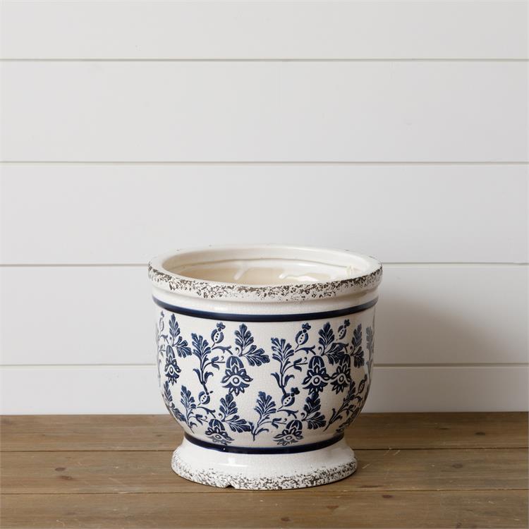 Blue Floral Pottery - Planter