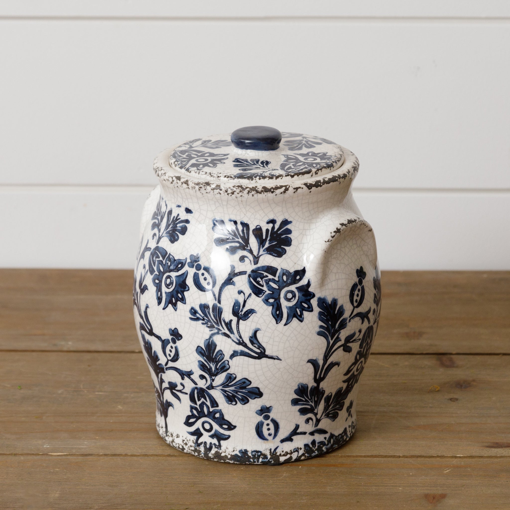 Blue Floral Ginger Jar