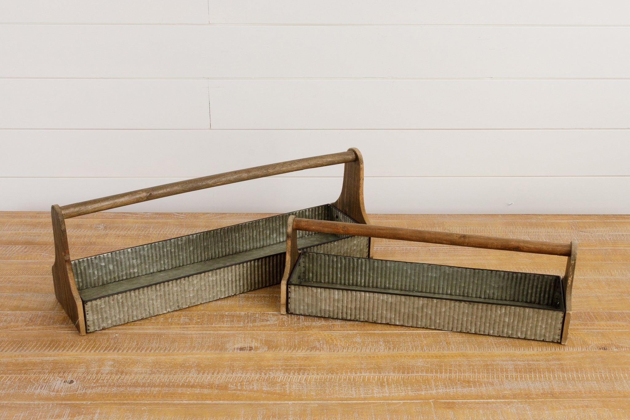 Corrugated Metal Containers w/ Handles (S/2)