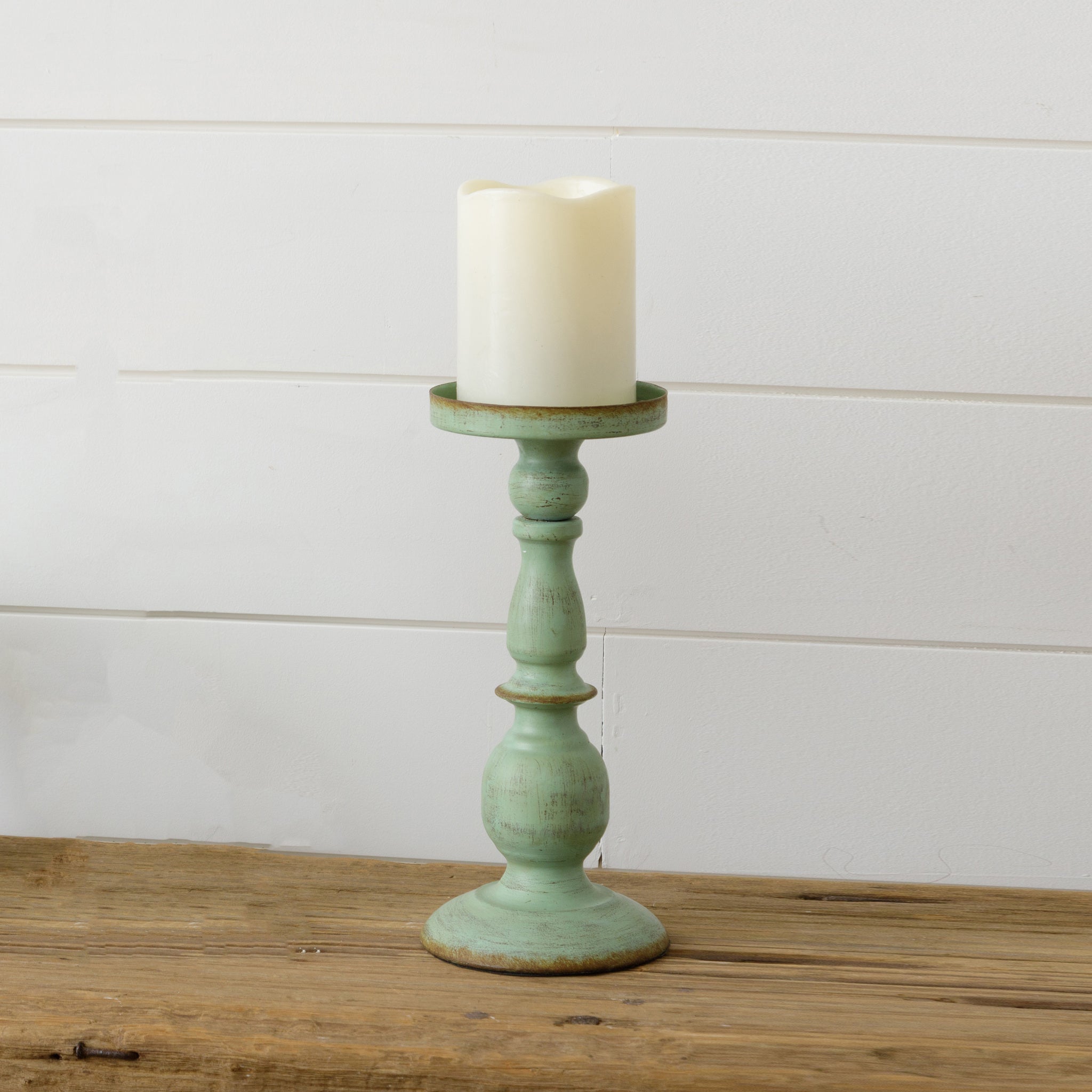 No.2 Antique Green Pillar Candle Holder