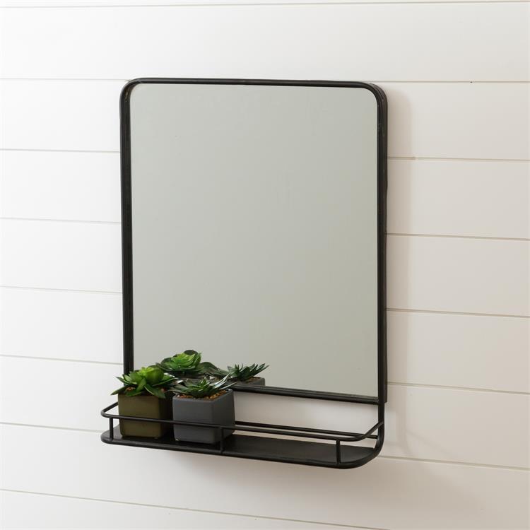 Black Pharmacy Mirror w/ Ledge