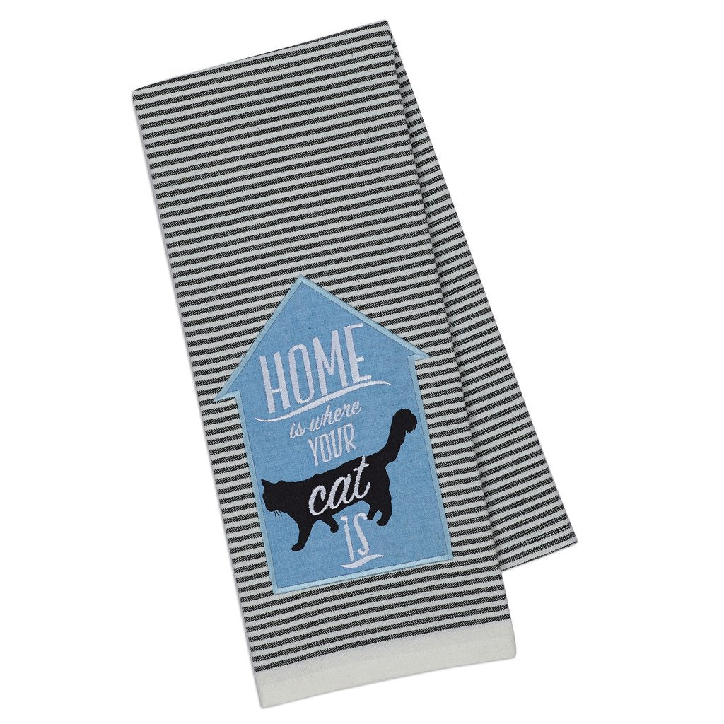 Cat Home Embellished Dishtowel