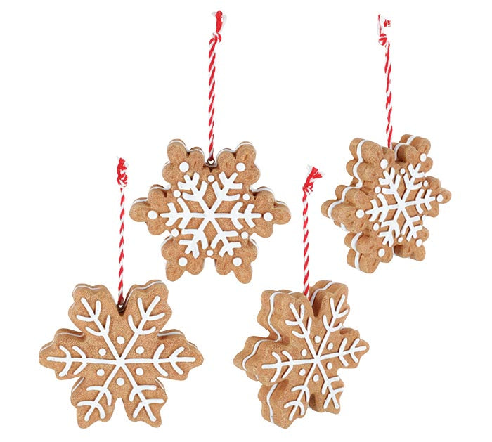Gingerbread Snowflake Ornaments (S/4)