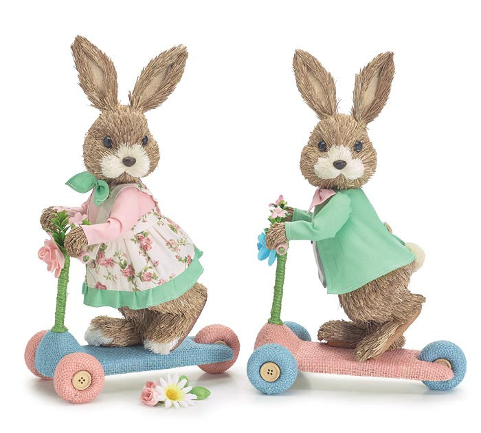 Sisal Bunny Couple on Scooters (S/2)