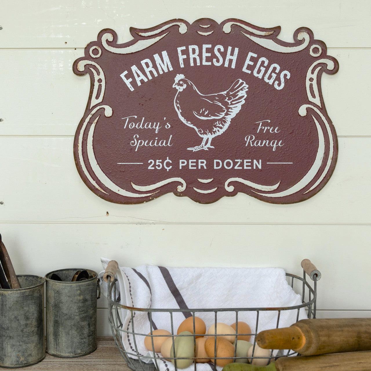 Fresh Eggs Scrolled Wall Art