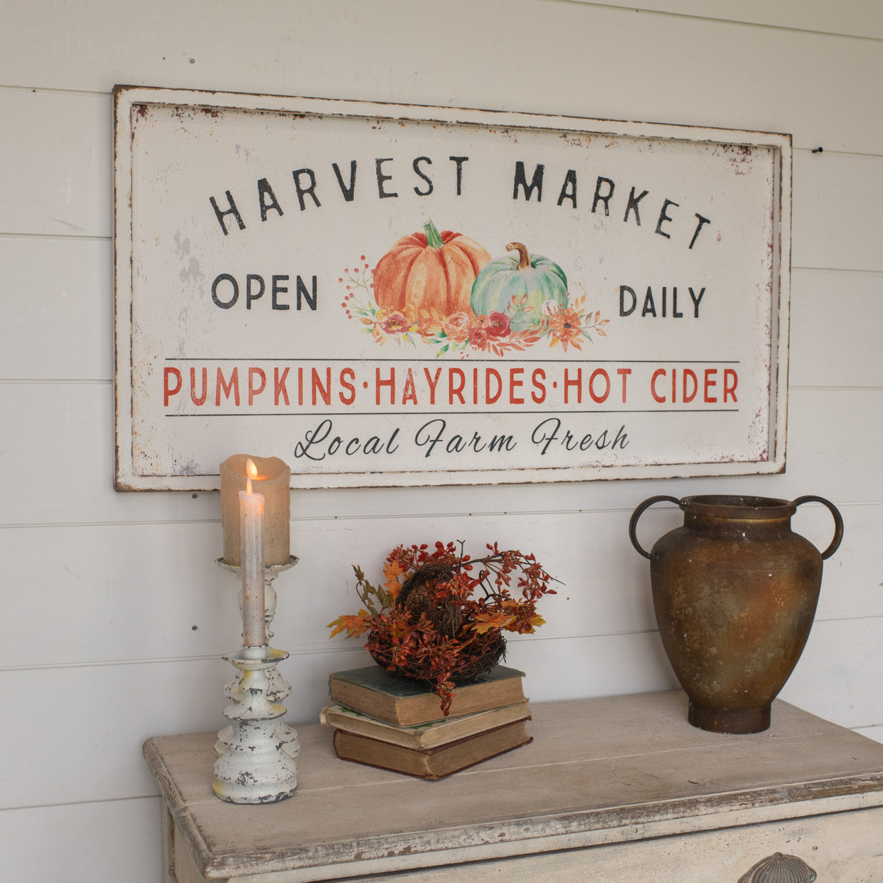 Vintage Styled Metal Harvest Market Wall Art