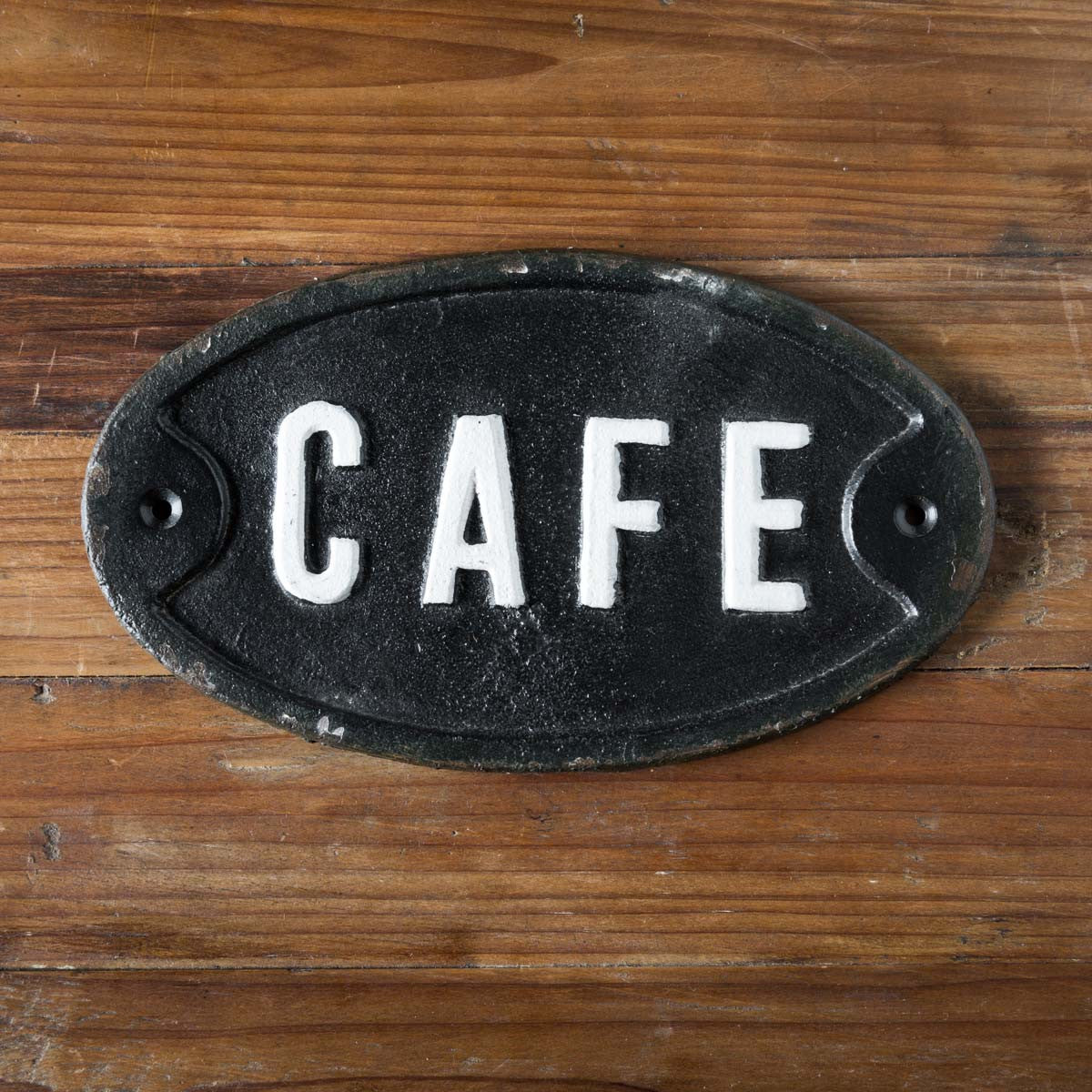 Cast Iron Cafe Plaque