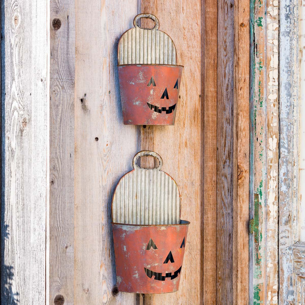 Painted Jack O'Lantern Wall Buckets (5610097639581)