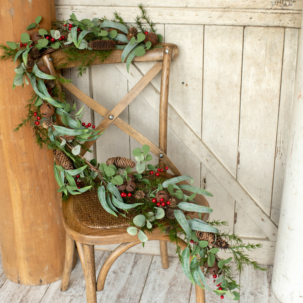 5' Eucalyptus, Jingle Bell w/ Berries Garland