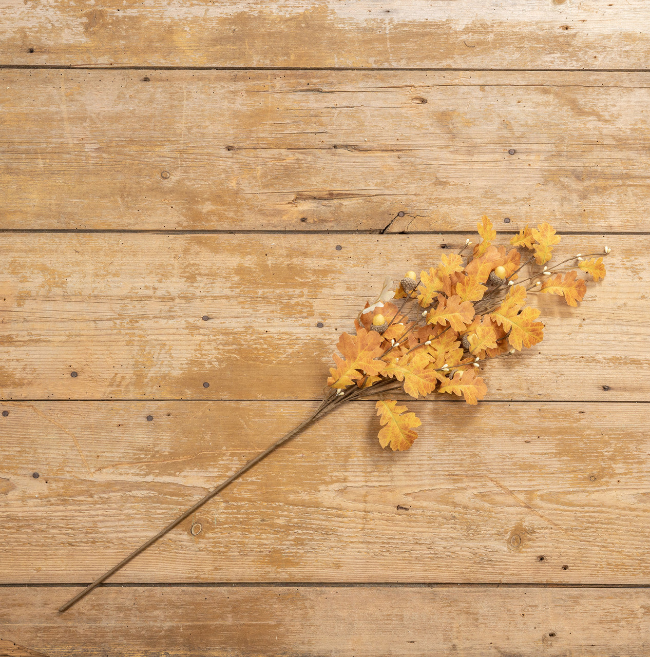 Golden Oak Leaves w/ Acorn Stem