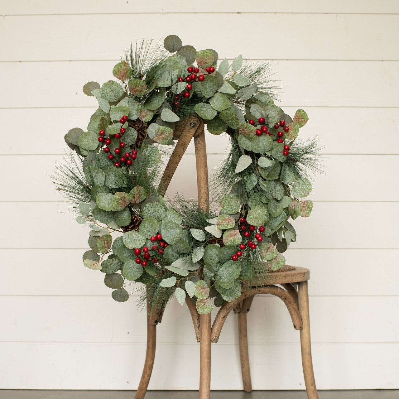 26" Eucalyptus, Berries and Pinecone Wreath