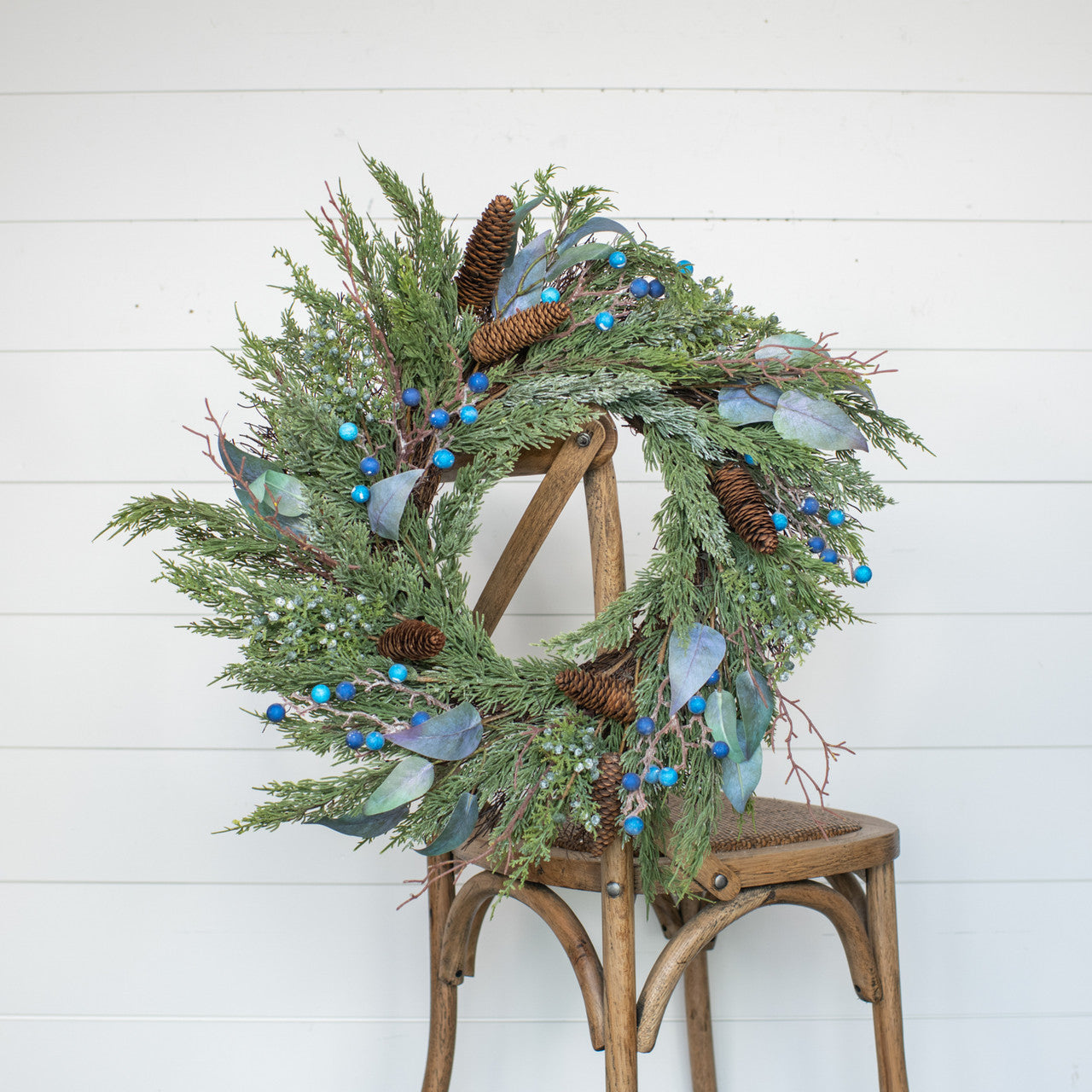 26" Pine and Eucalyptus Wreath w/ Blueberries