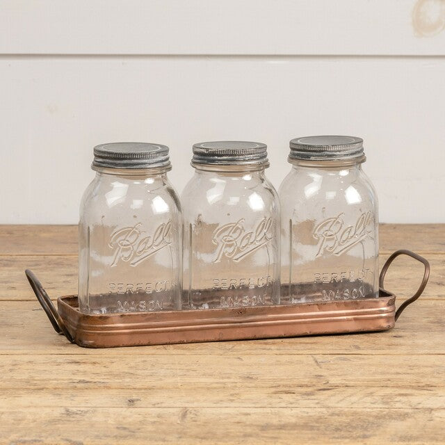 Pantry Jars in Copper Tray (S/4)