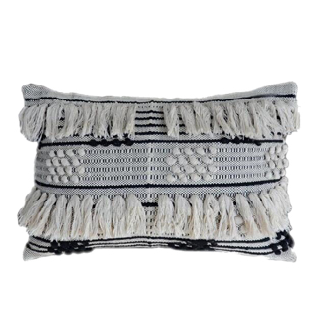 20" Pillow w/ Fabric Beading and Tassels