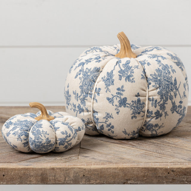 Blue Floral Pumpkin - French (L)