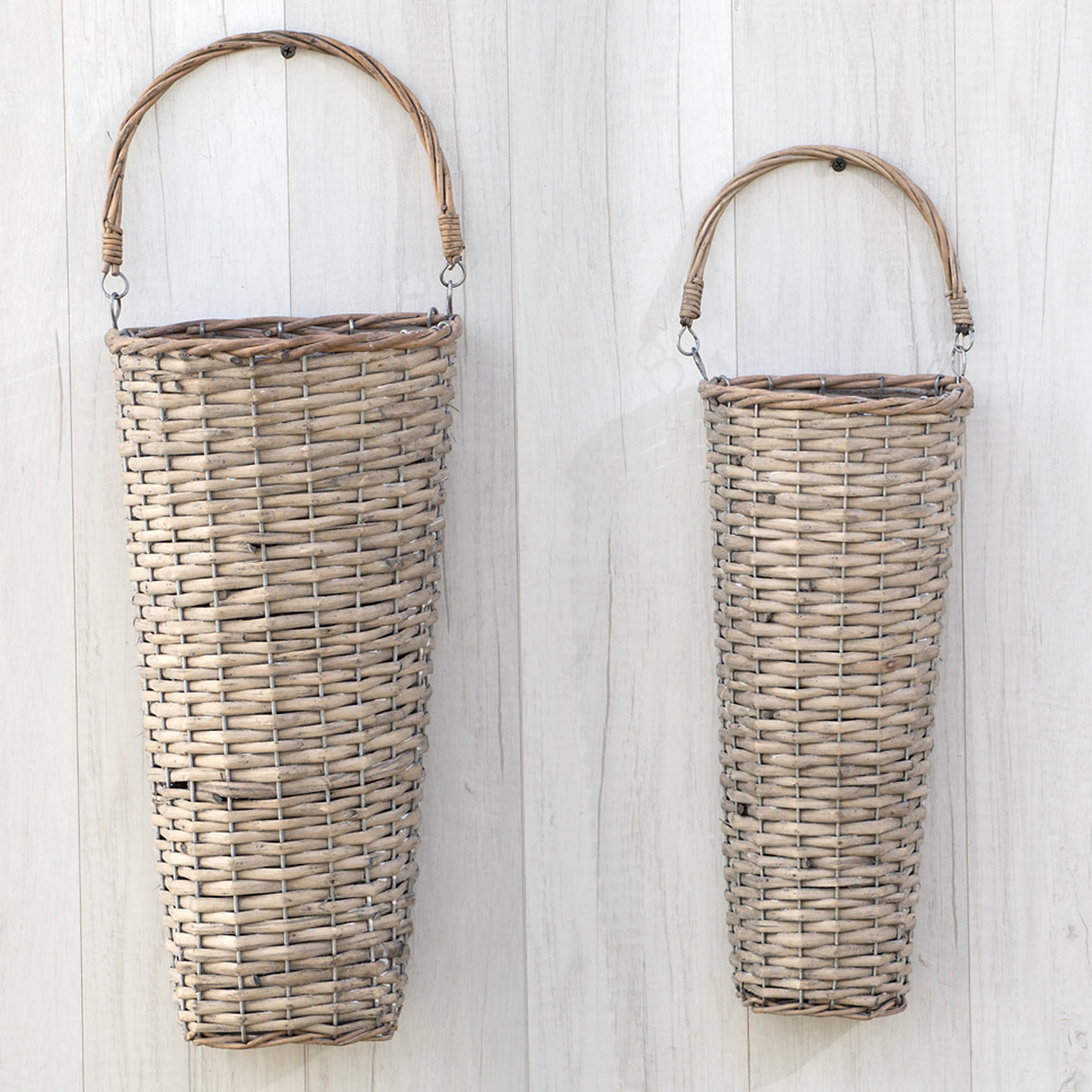 Greywash Narrow Wall Baskets w/ Handle
