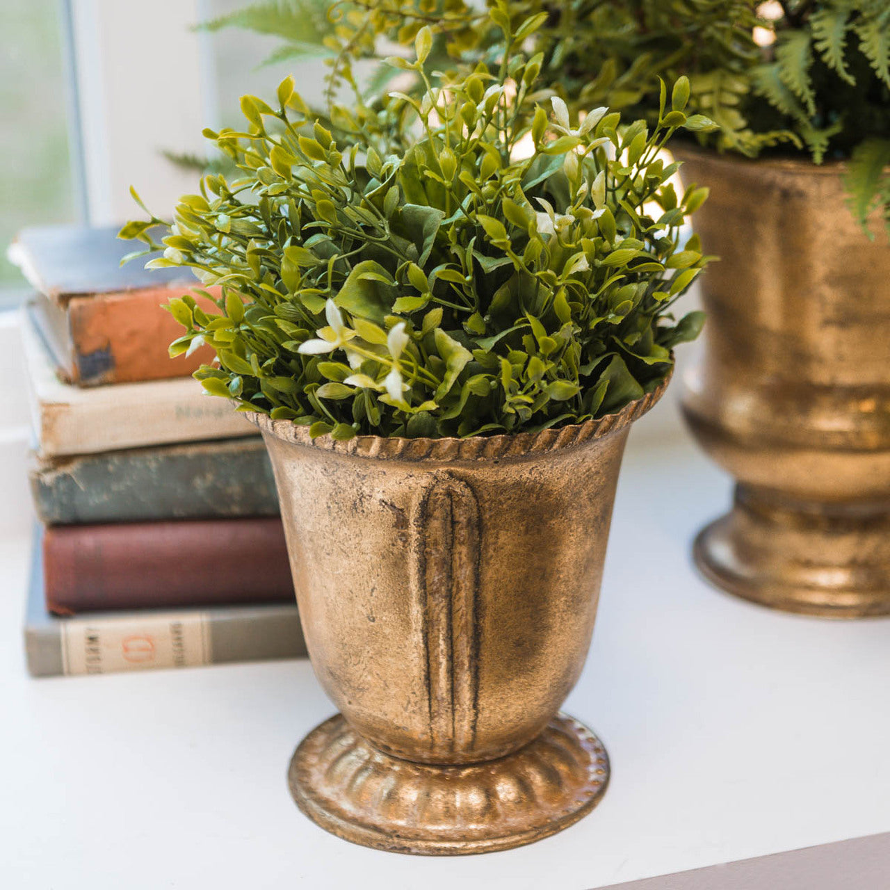 Fluted Antique Brass Styled Urn