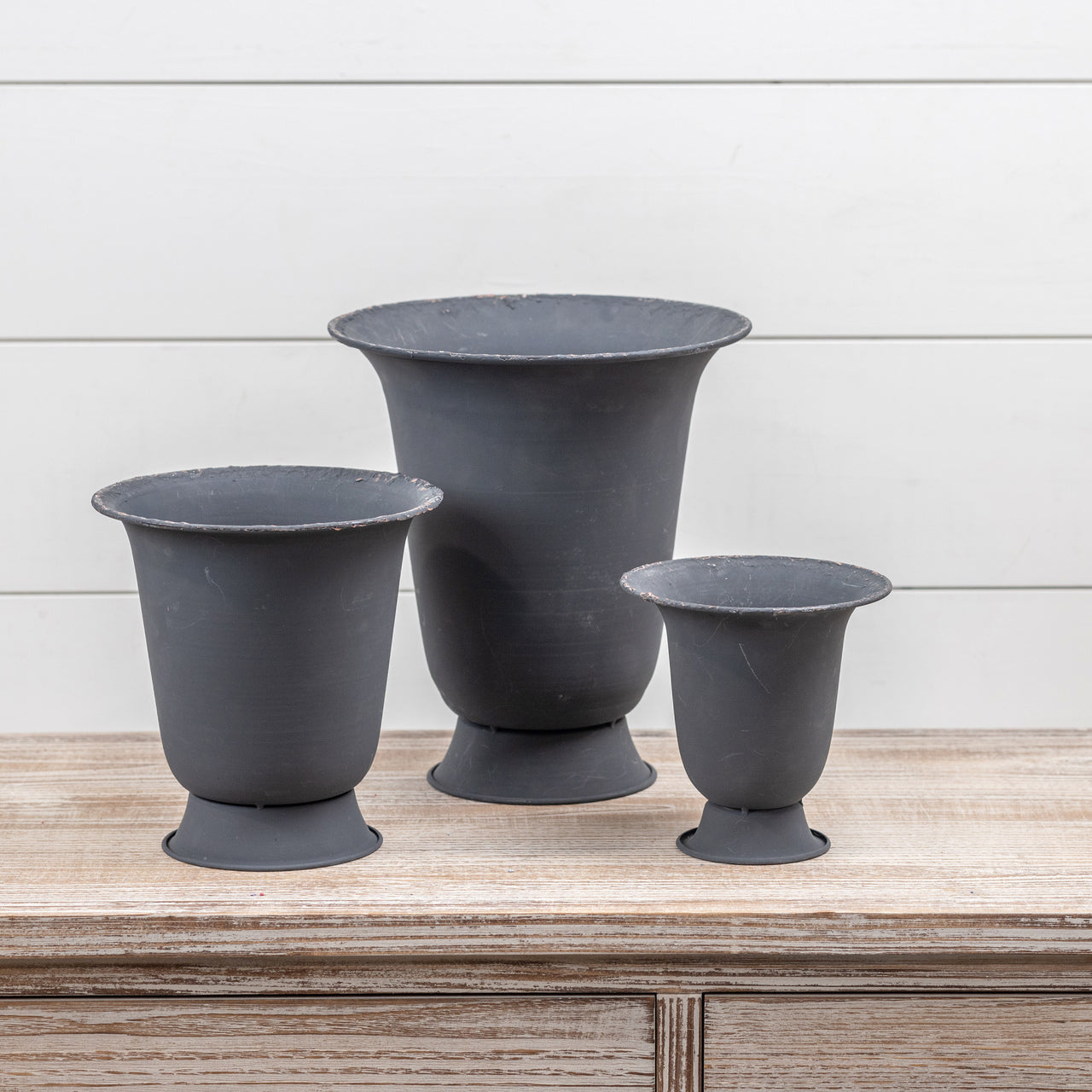 Matte Black Metal Urns (S/3)