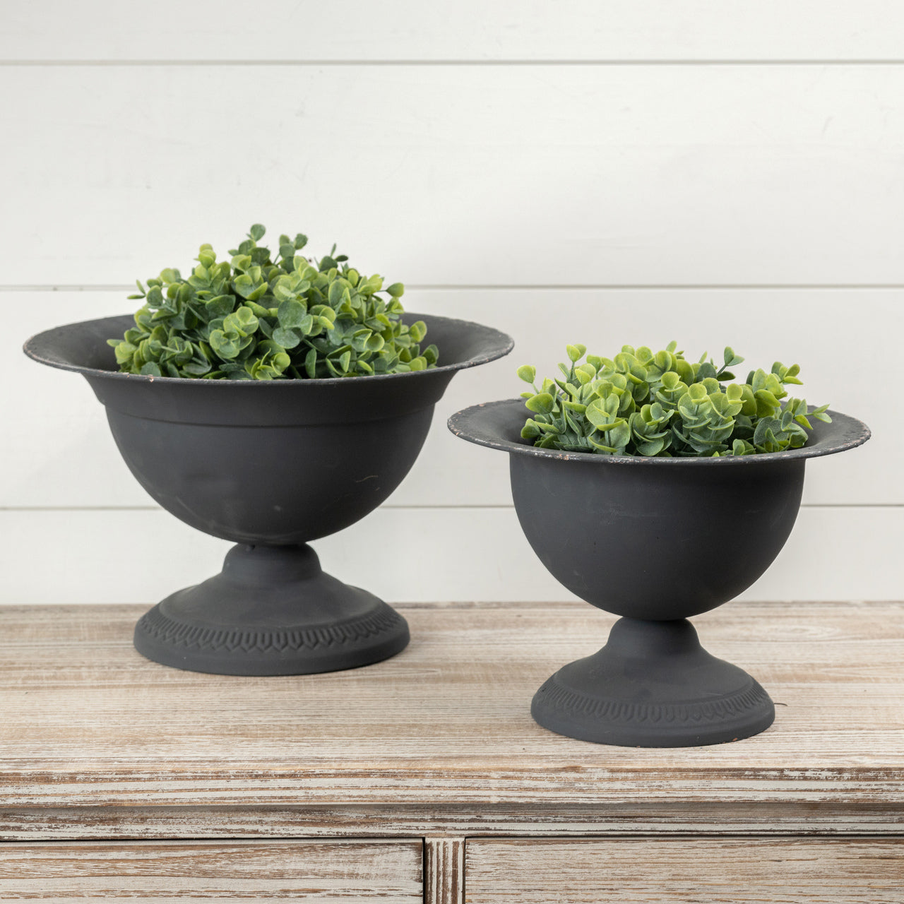 Rustic Metal Pedestal Bowls (S/2)