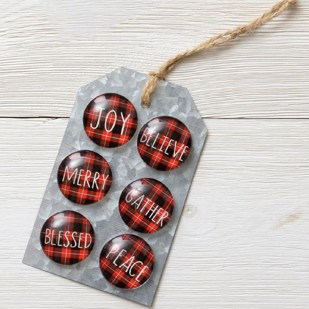 Plaid Tidings Glass Magnets