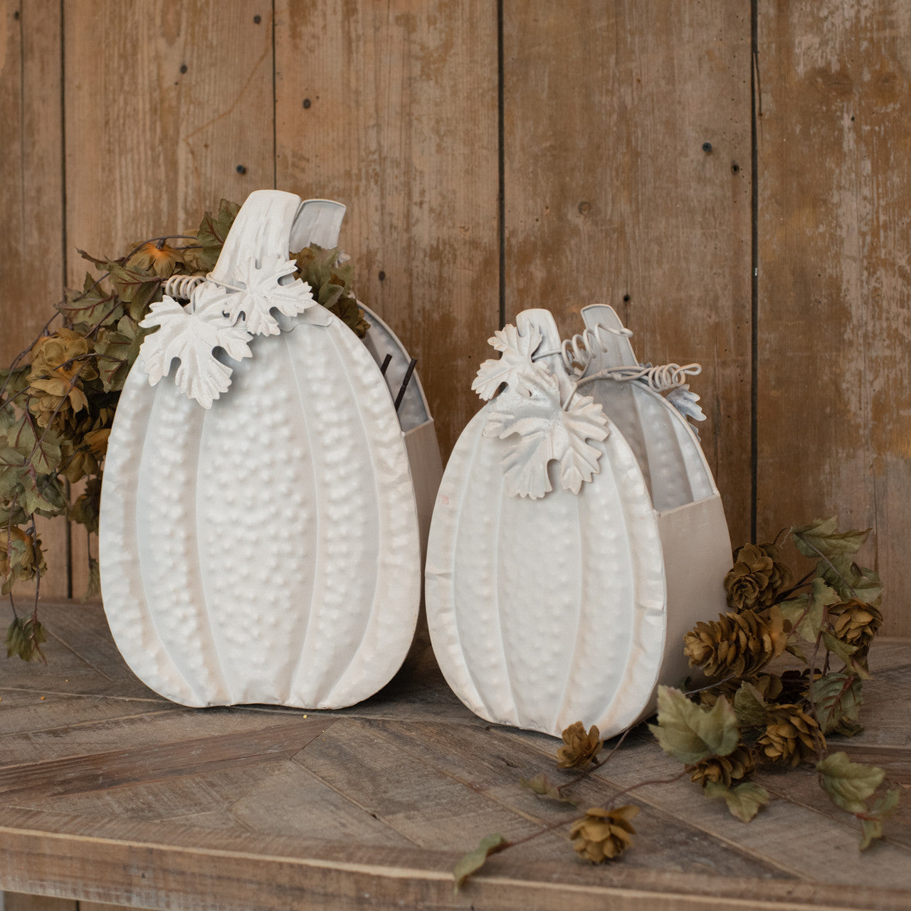 White Metal Pumpkin Pails (S/2)