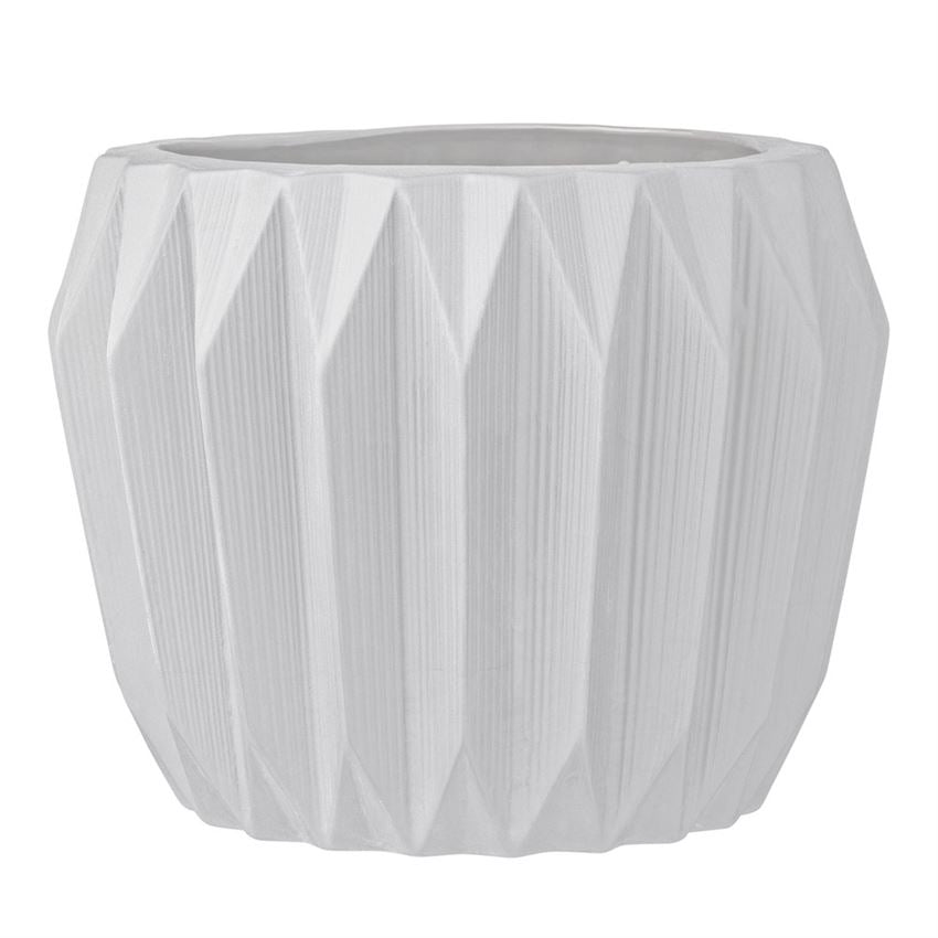 White Fluted Stoneware Vessel