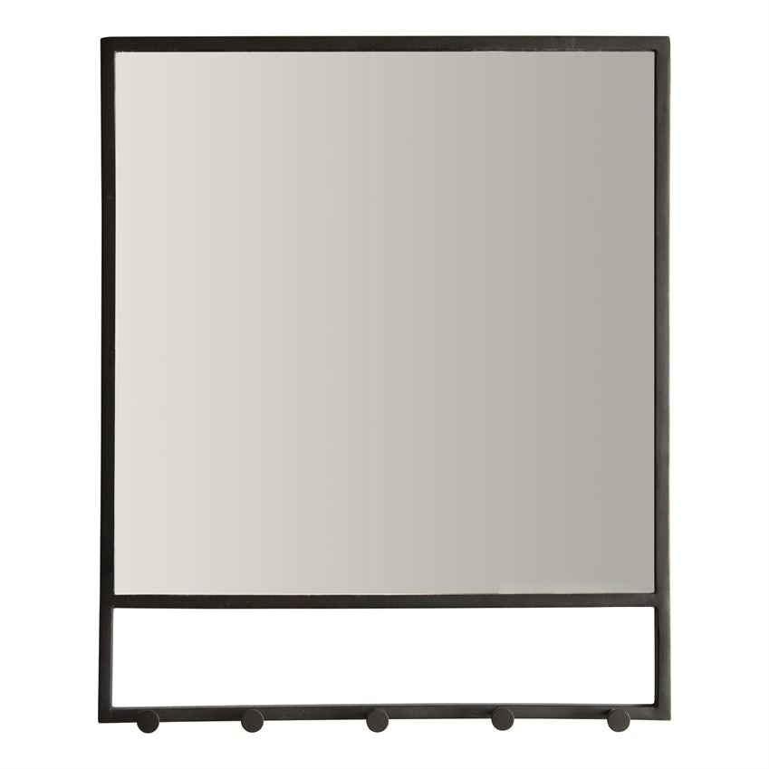 Black Wall Mirror w/ Hooks (5642709500061)
