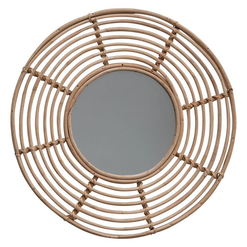 Round Rattan Mirror (5642670473373)