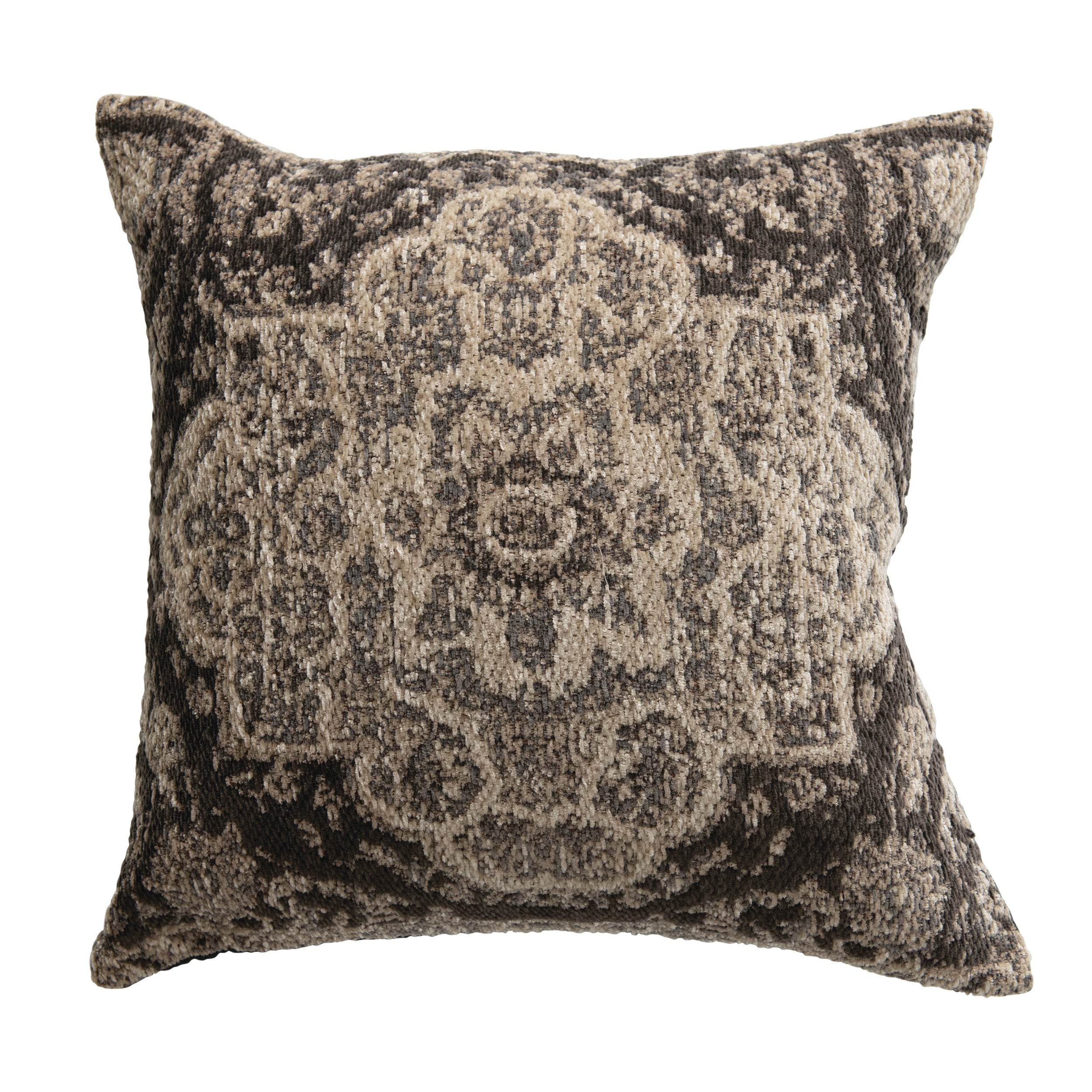18" Square Cotton Blend Chenille Jacquard Pillow