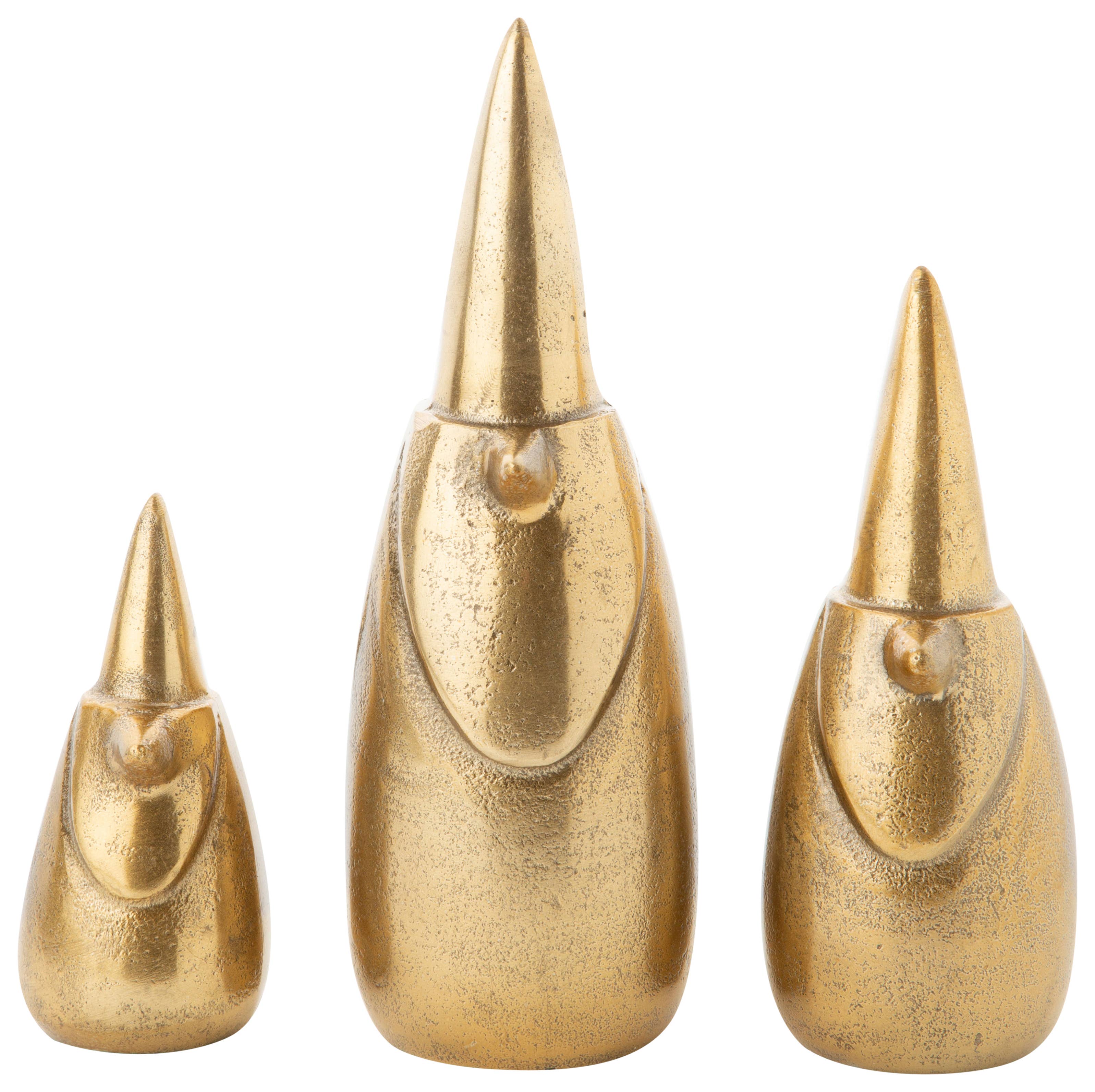 Gold Cast Metal Santa Gnomes (S/3)