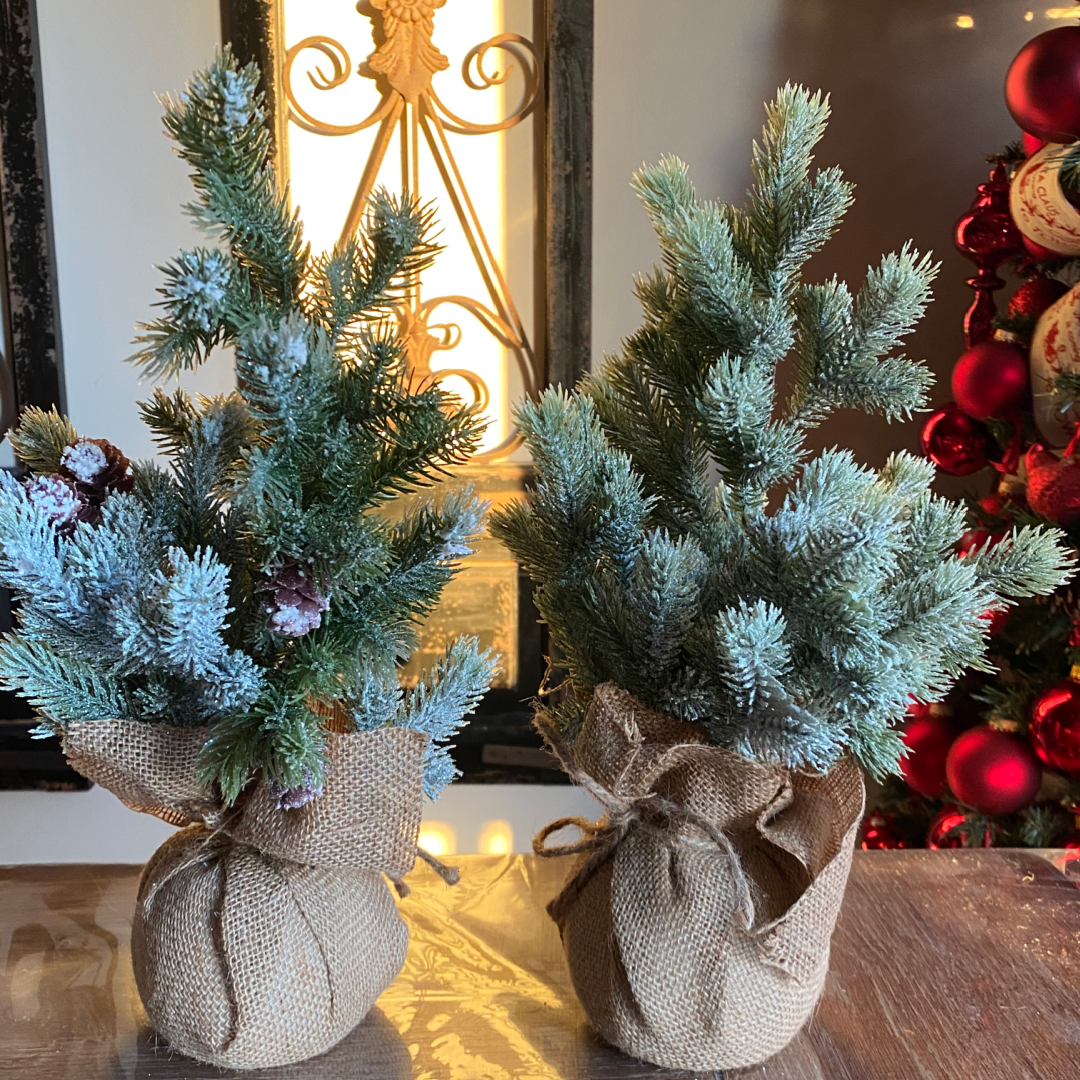 15" Glittered Bushy Trees