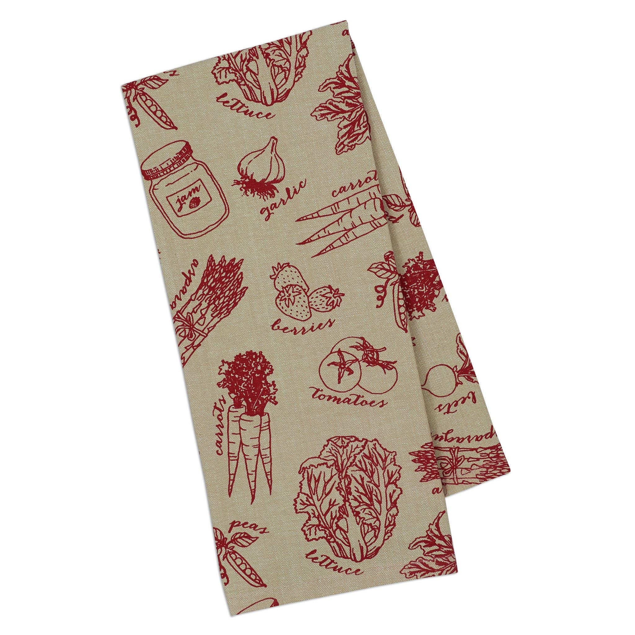 Red French Market Printed Dishtowel