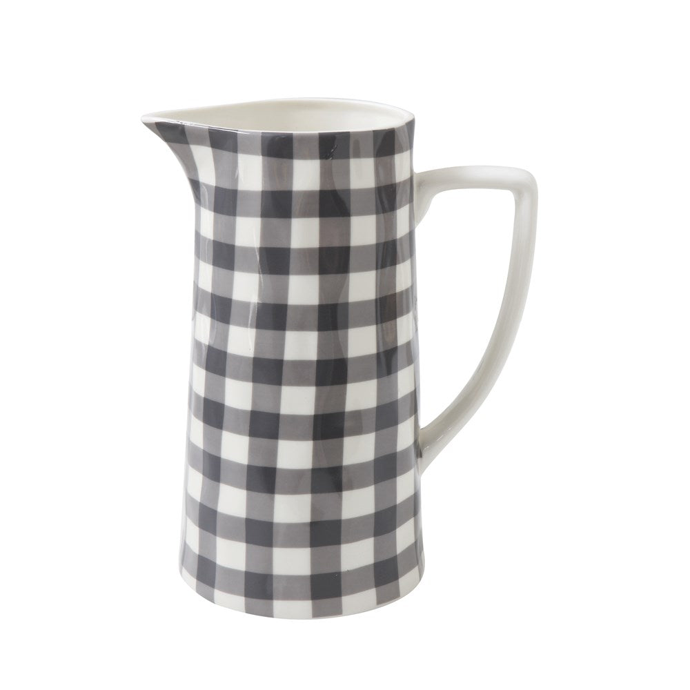 Stoneware Black & White Gingham Pitcher (5610111303837)