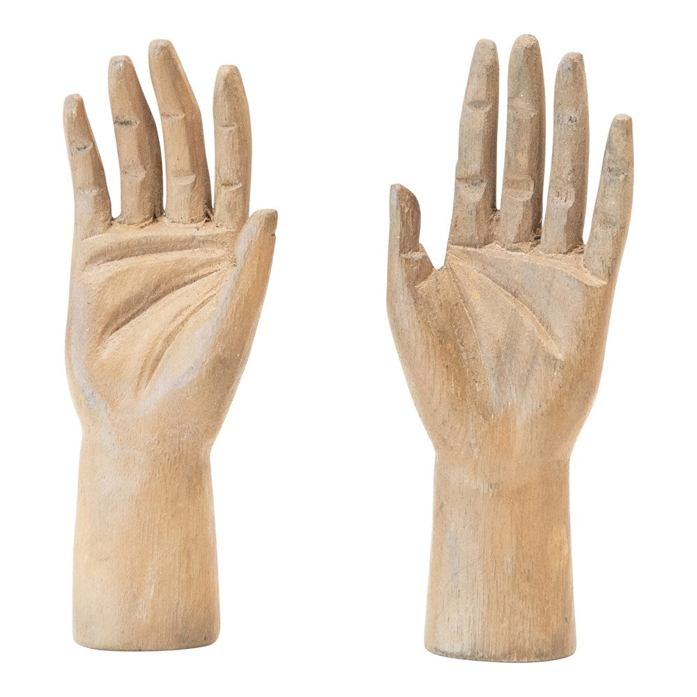 Hand Carved Wooden Hands (S/2)