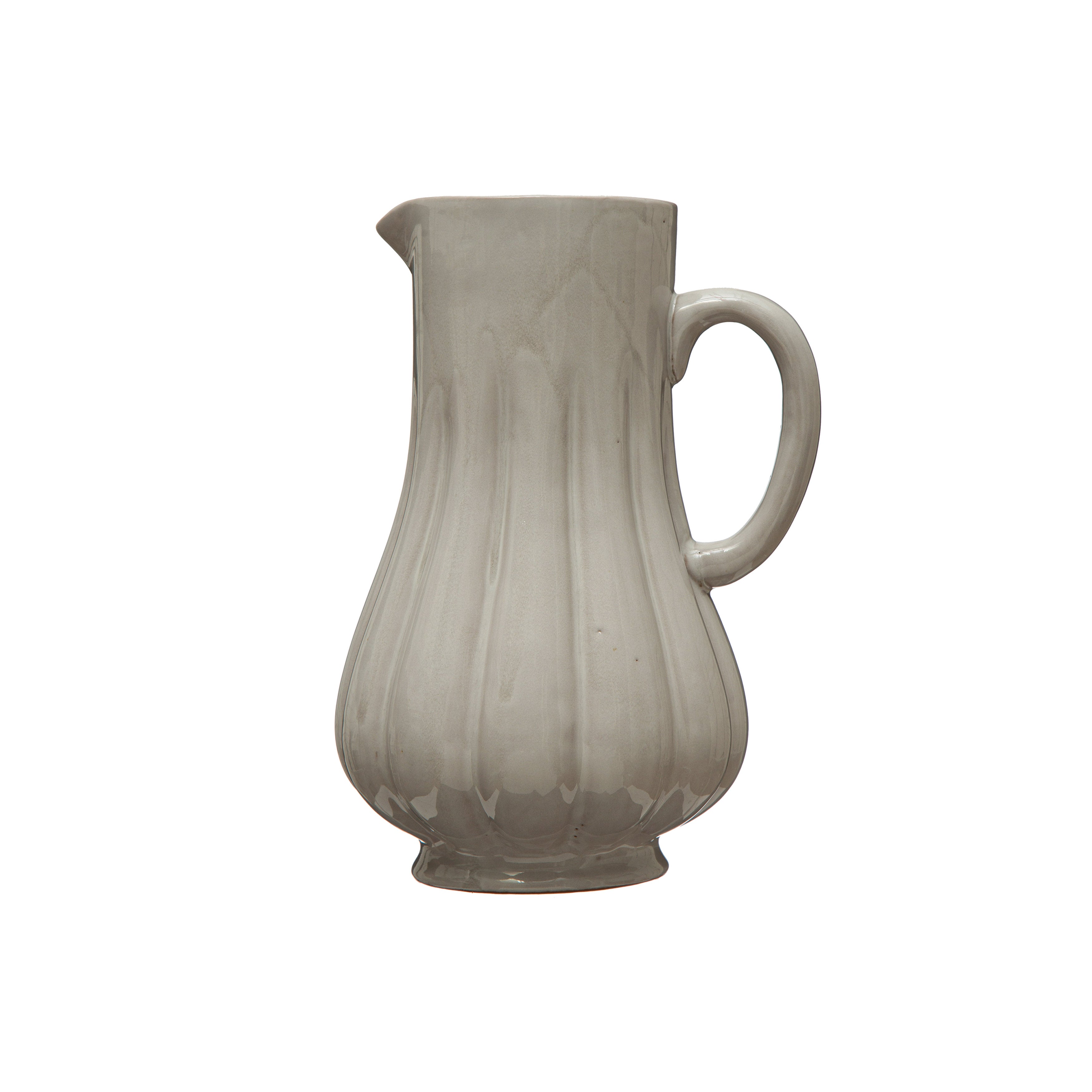 Oversized Fluted Stoneware Pitcher