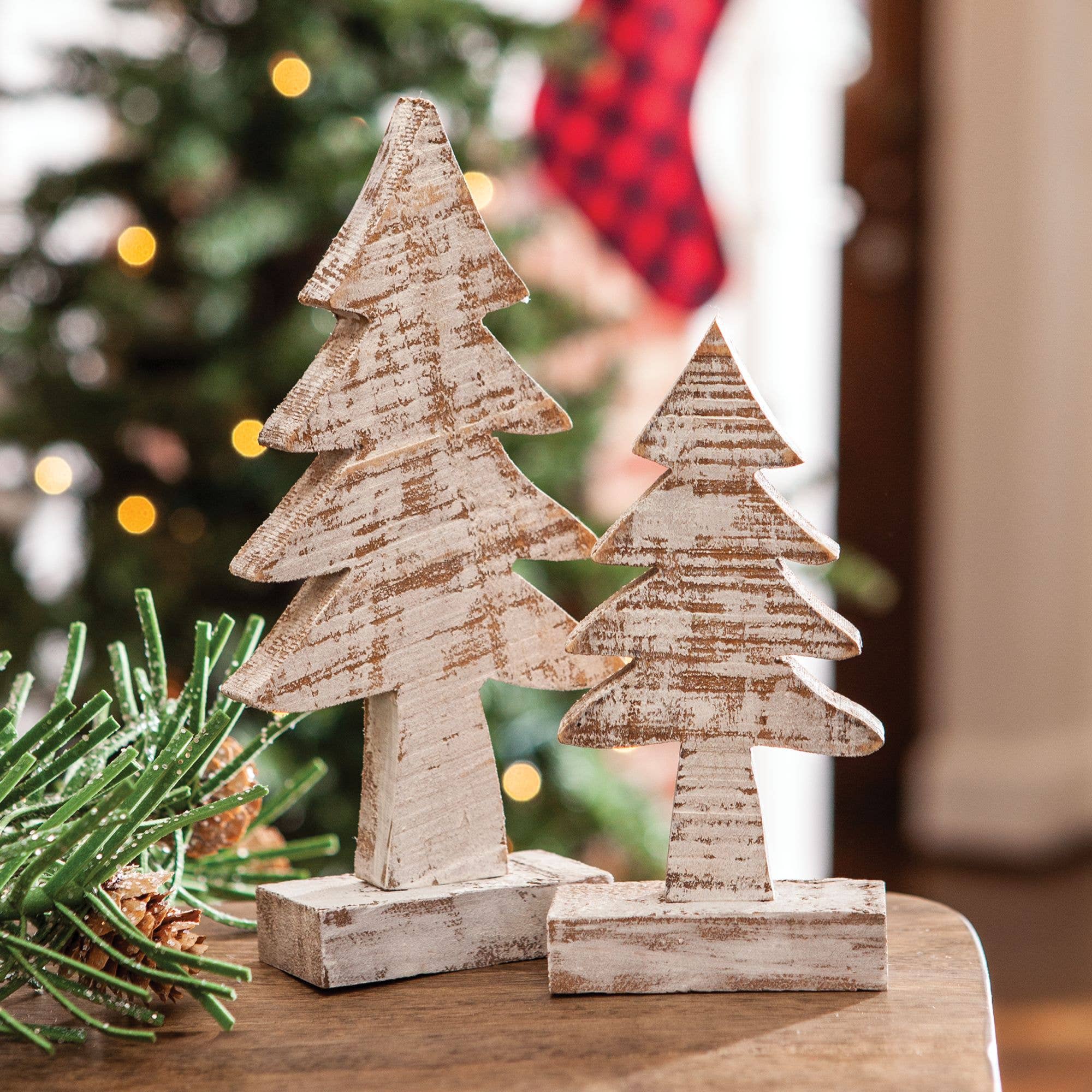 Distressed Wooden Tree Accents