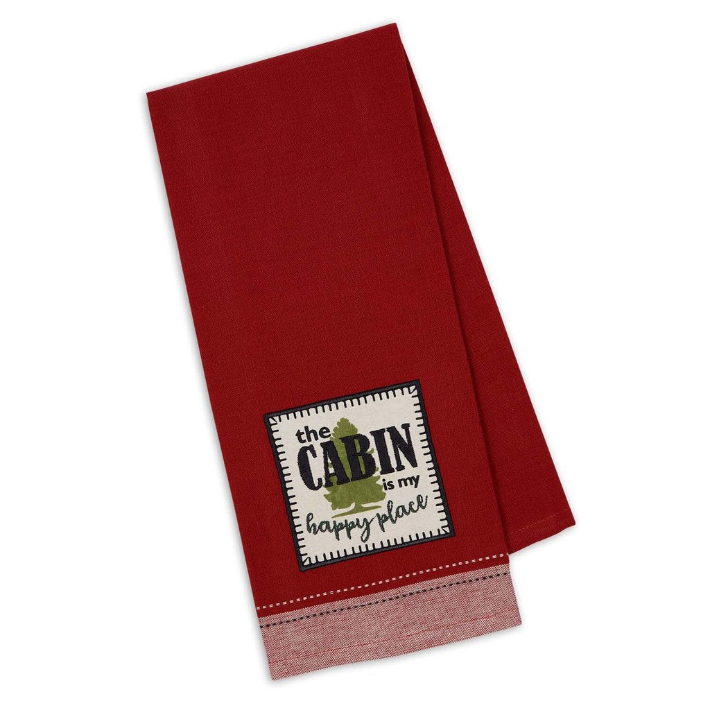 Cabin Happy Embellished Dishtowel