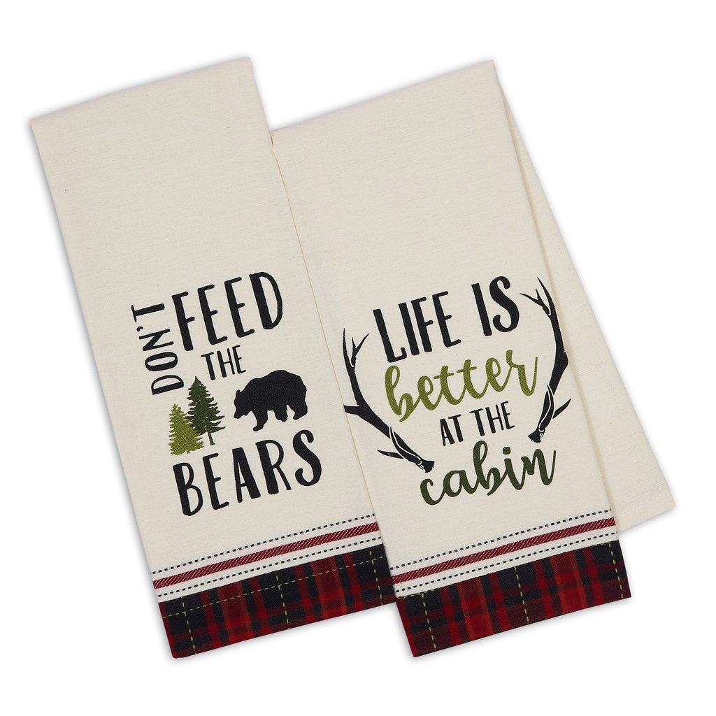 Cabin Rules Embellished Dishtowels
