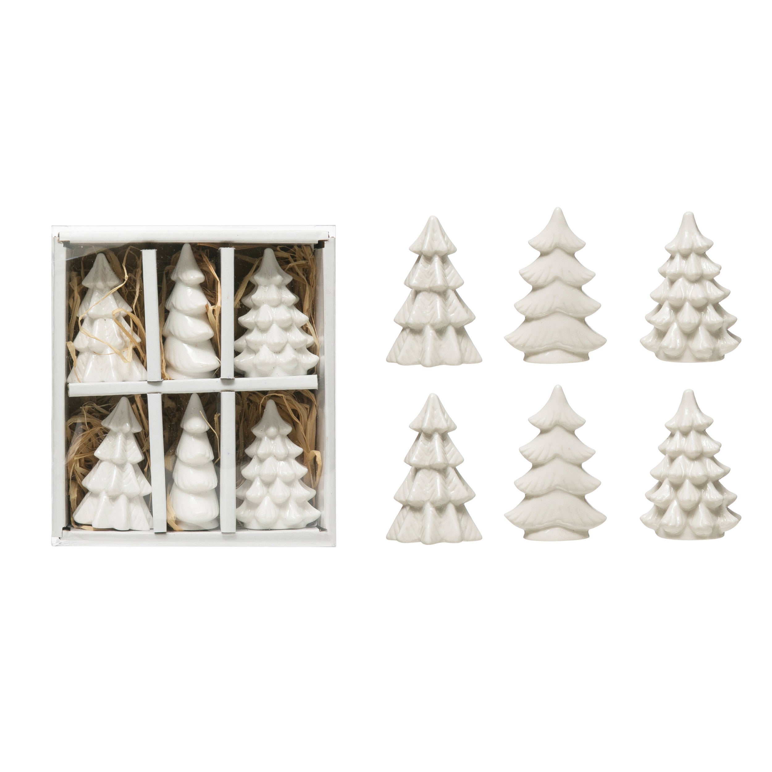 Boxed Stoneware Trees (S/6)
