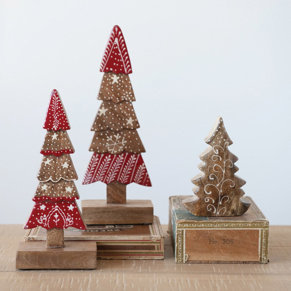 Hand Painted w/ Red Wooden Tree