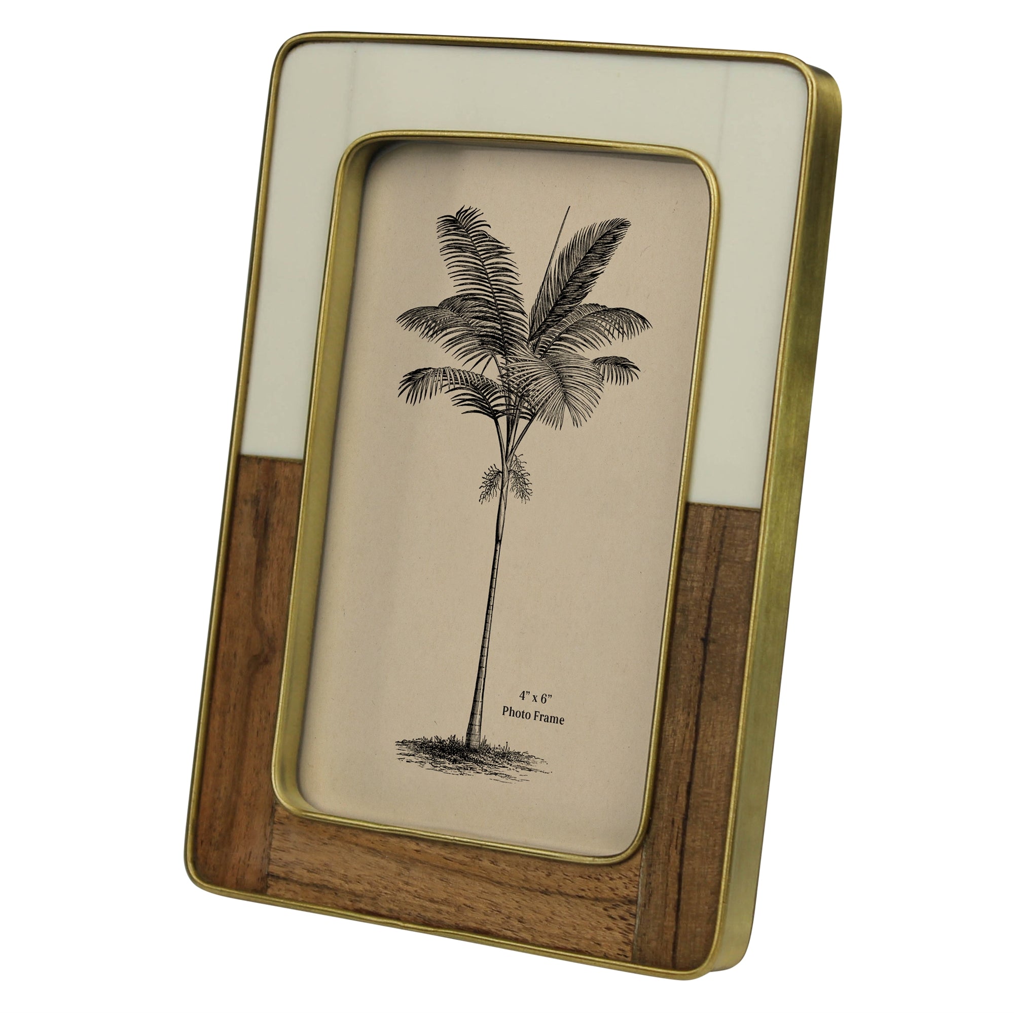 Teak, Ivory & Brass Frame - 4x6