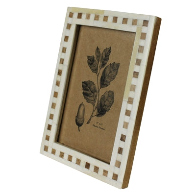Frame, White Bone, Teak Inlay - 4x6
